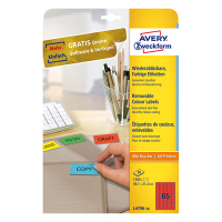 Avery Zweckform L4790-20 verwijderbare etiketten A4 38,1 x 21,2 mm rood (1300 etiketten) L4790-20 212768