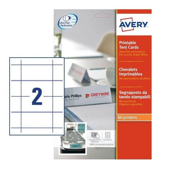Avery Zweckform L4795-20 tentkaarten wit 180 x 60 mm (40 kaarten) L4795-20 212774 - 1