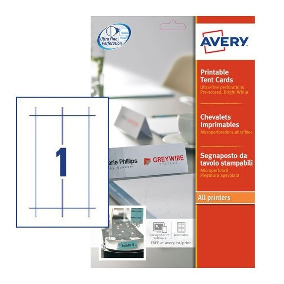 Avery Zweckform L4796-20 tentkaarten wit 210 x 60 mm (20 kaarten) L4796-20 212772 - 1