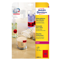 Avery Zweckform L6005-25 NEON etiketten A4 210 x 297 mm rood (25 etiketten) L6005-25 212747