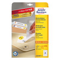 Avery Zweckform L6023REV-25 afneembare etiketten A4 63,5 x 38,1 mm wit (525 etiketten) L6023REV-25 212805