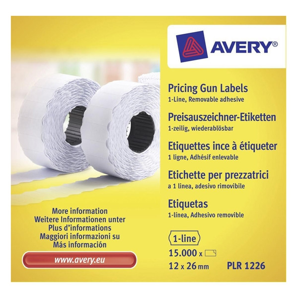Avery Zweckform PLR1226 prijstangetiketten verwijderbaar 26 x 12 mm wit (15.000 etiketten) AV-PLR1226 212667 - 1