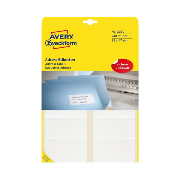 Avery adresetiketten 3350 ReadyIndex | 240 stuks | 95 x 47 mm L3350 212314 - 1