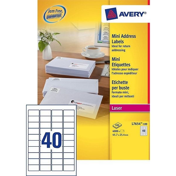Avery adresetiketten L7654-100 | 4000 stuks | 45,7 x 25,4 mm L7654-100 212643 - 1