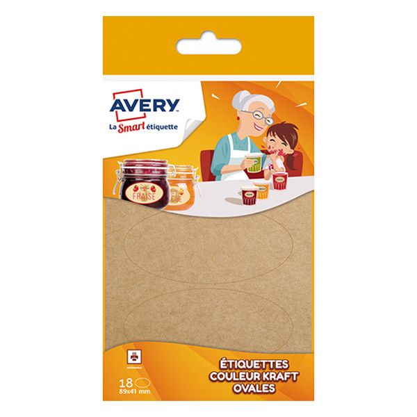 Avery family OVKR18 ovale etiketten kraft 41 x 89 mm (18 stuks) OVKR18 212800 - 1