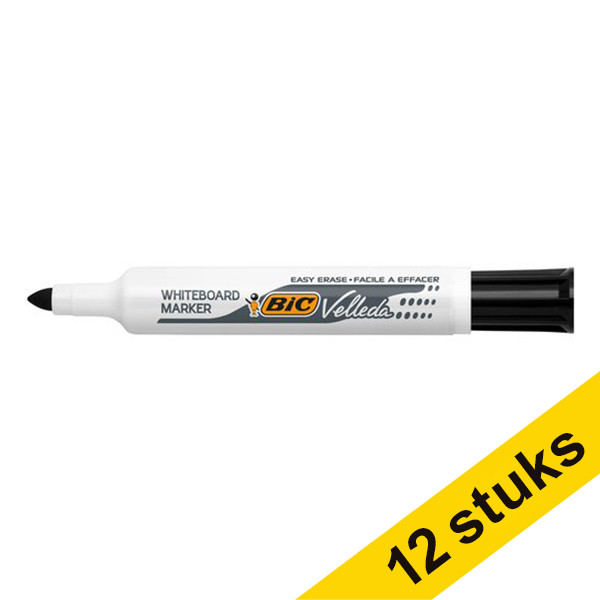 Aanbieding: 12x BIC Velleda 1711 whiteboard marker zwart (0,6 mm rond) 240453 - 1