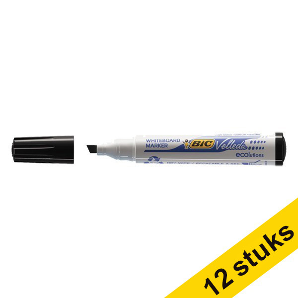 Aanbieding: 12x BIC Velleda 1751 whiteboard marker zwart (3,7 - 5,5 mm schuin) 262353 - 1