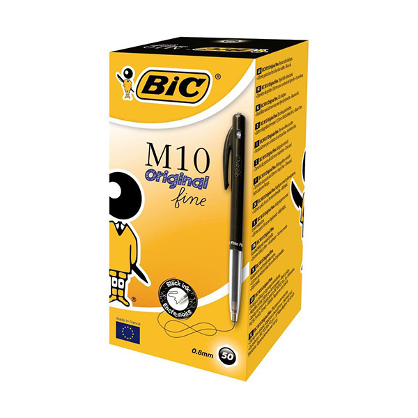BIC M10 Clic balpen fijn zwart (50 stuks) 1199190129 224664 - 1