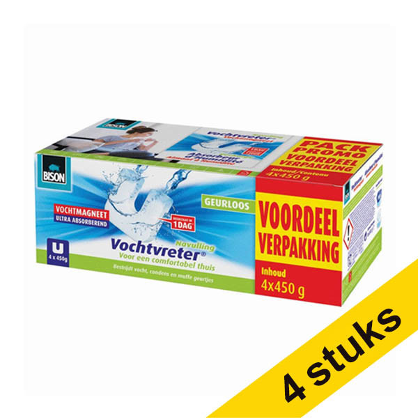 Bison Aanbieding: 4x Bison Vochtvreter vochtmagneet navulling voordeelverpakking (4x 450 gram)  SBI00245 - 1
