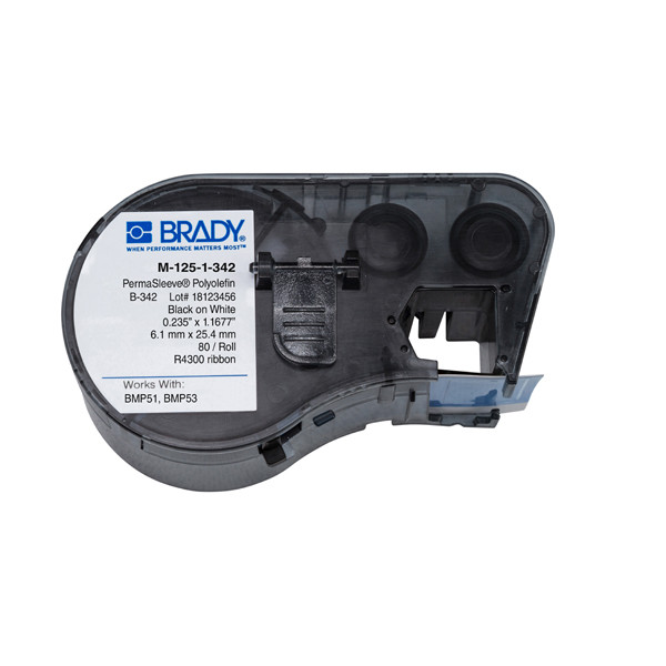 Brady M-125-1-342 tape krimpkous zwart op wit 6,00 mm x 25,78 mm (origineel) M-125-1-342 147026 - 1