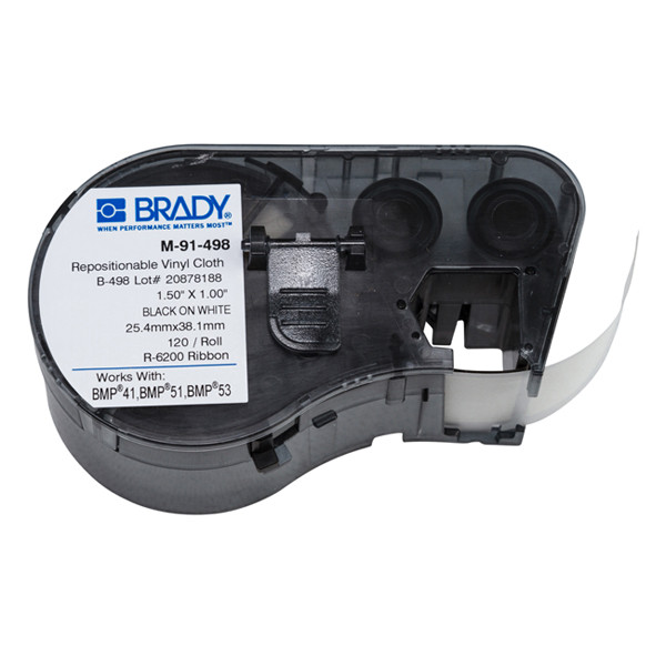 Brady M-91-498 herpositioneerbare vinylweefsel labels 25,4 mm x 38,1 mm (origineel) M-91-498 146044 - 1