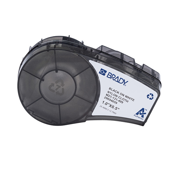 Brady M21-131-499 tape nylonweefsel zwart op wit 25,40 mm x 12,70 mm (origineel) M21-131-499 147494 - 1