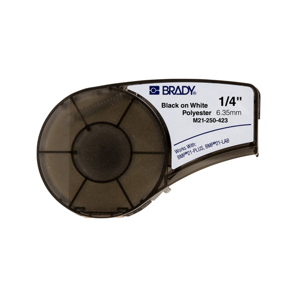 Brady M21-250-423 tape polyester zwart op wit 6,35 mm x 6,40 m (origineel) M21-250-423 147154 - 1