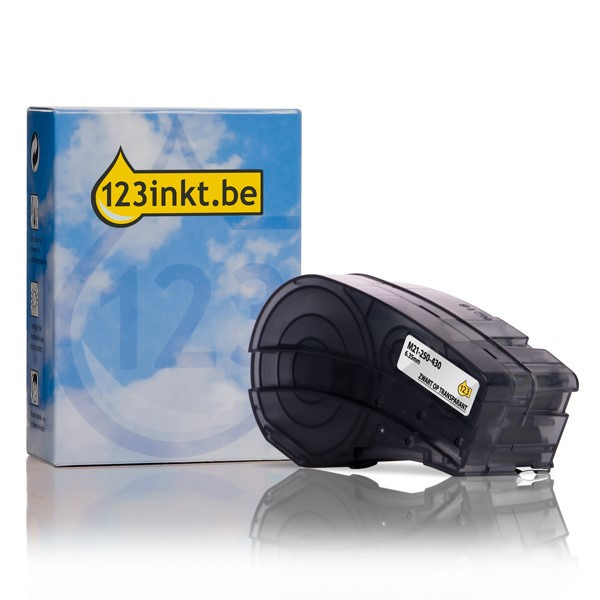 Brady M21-250-430 tape polyester zwart op transparant 6,35 mm x 6,40 m (123inkt huismerk) M21-250-430C RL-BD-Po-21P-250-BK/CL 147157 - 1
