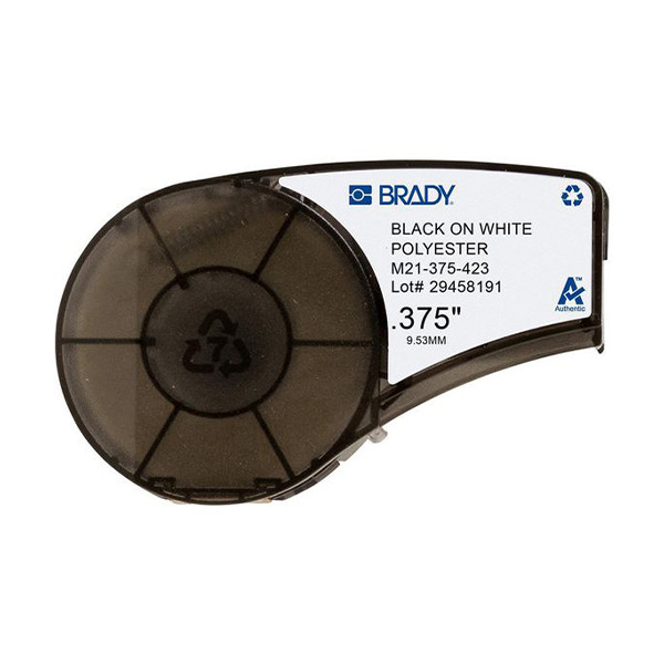 Brady M21-375-423 tape permanent polyester zwart op wit 9,53 mm x 6,40 m (origineel) M21-375-423 147168 - 1