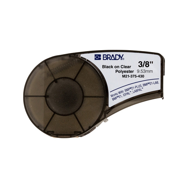 Brady M21-375-430 tape polyester zwart op transparant 9,53 mm x 6,40 m (origineel) M21-375-430 147170 - 1