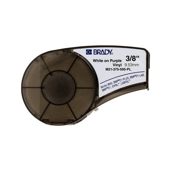 Brady M21-375-595-PL tape vinyl wit op paars 9,53 mm x 6,40 m (origineel) M21-375-595-PL 147194 - 1