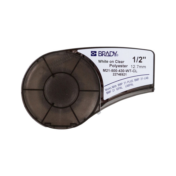Brady M21-500-430-WT-CL tape polyester wit op transparant 12,7 mm x 6,40 m (origineel) M21-500-430-WT-CL 147212 - 1