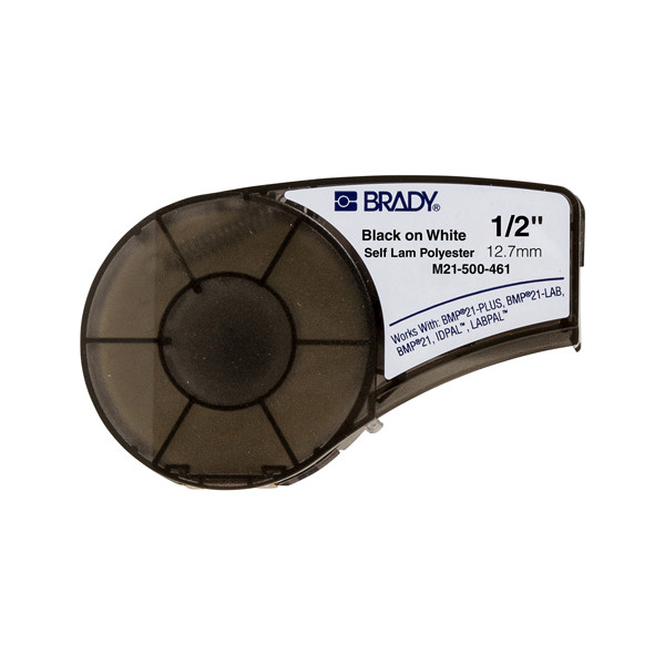 Brady M21-500-461-AW tape gelamineerde polyester zwart op wit 12,7 mm x 6,40 m (origineel) M21-500-461-AW 147214 - 1