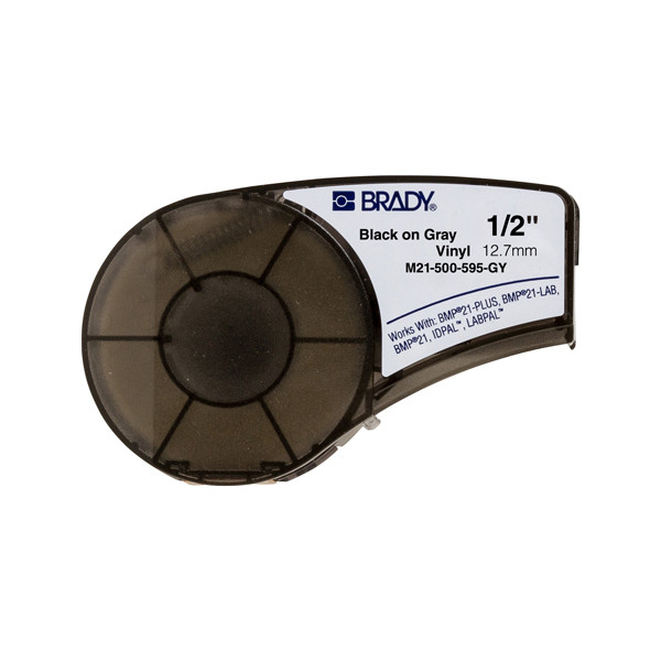 Brady M21-500-595-GY tape vinyl zwart op grijs 12,7 mm x 6,40 m (origineel) M21-500-595-GY 147230 - 1