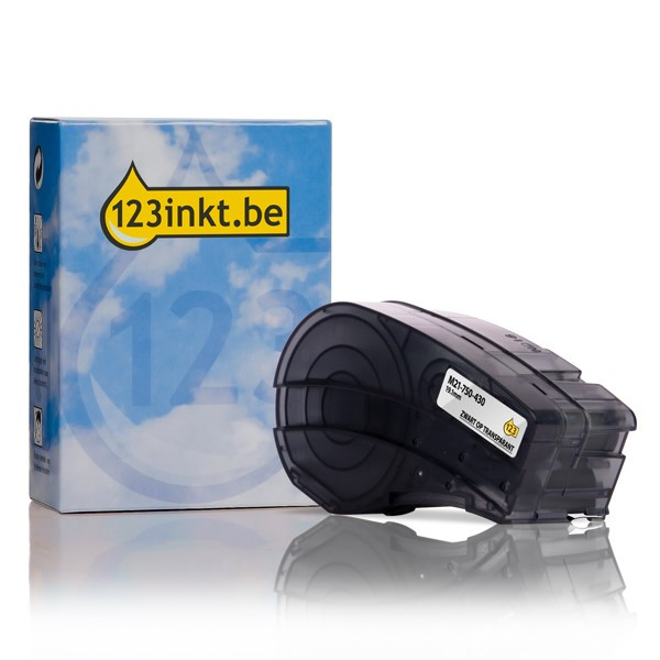 Brady M21-750-430 tape polyester zwart op transparant 19,1 mm x 6,40 m (123inkt huismerk) M21-750-430C RL-BD-Po-21P-750-BK/CL 147251 - 1