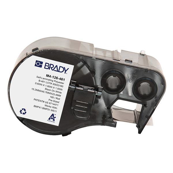Brady M4-126-461 gelamineerde polyester labels zwart op wit 45,72 mm x 15,24 mm (origineel) M4-126-461 147976 - 1