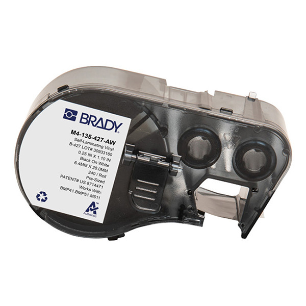 Brady M4-135-427-AW gelamineerde vinyl labels zwart op wit 27,94 mm x 6,35 mm (origineel) M4-135-427-AW 148316 - 1