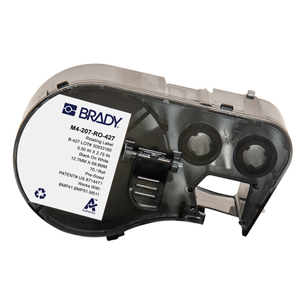 Brady M4-207-RO-427 gelamineerde vinyl labels zwart op wit 12,70 mm x 69,85 mm (origineel) M4-207-RO-427 147951 - 1