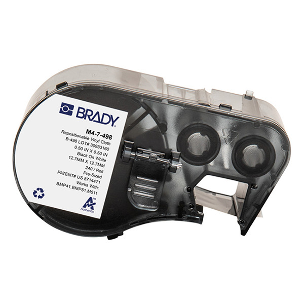 Brady M4-7-498 vinylweefsel labels zwart op wit 12,7 mm x 12,7 mm (origineel) M4-7-498 148258 - 1