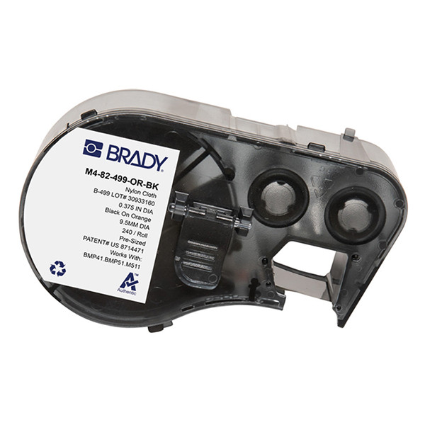 Brady M4-82-499-OR-BK nylonweefsel labels zwart op oranje Ø 9,53 mm (origineel) M4-82-499-OR-BK 148366 - 1
