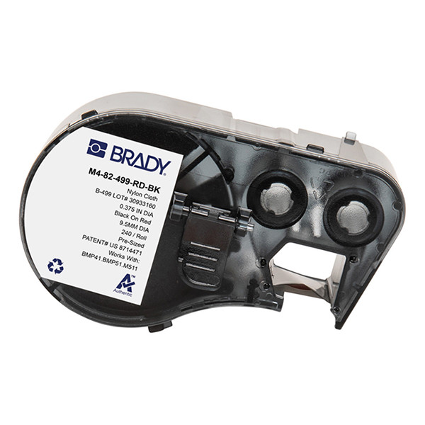 Brady M4-82-499-RD-BK nylonweefsel labels zwart op rood Ø 9,53 mm (origineel) M4-82-499-RD-BK 148370 - 1