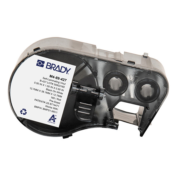 Brady M4-89-427 gelamineerde vinyl labels zwart op wit/transparant 38,1 mm x 12,7 mm x 12,7 mm (origineel) M4-89-427 148128 - 1