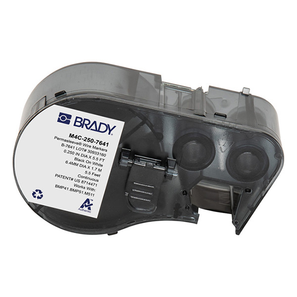 Brady M4C-250-7641 tape krimpkous zwart op wit 11,15 mm x 2.13 m (origineel) M4C-250-7641 148358 - 1