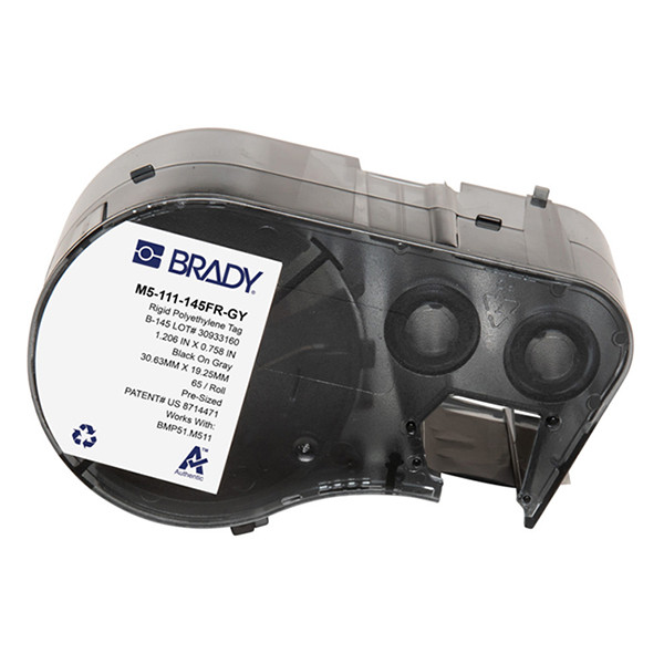 Brady M5-111-145FR-GY polyethyleen labels zwart op grijs 19,05 mm x 30,63 mm (origineel) M5-111-145FR-GY 148394 - 1