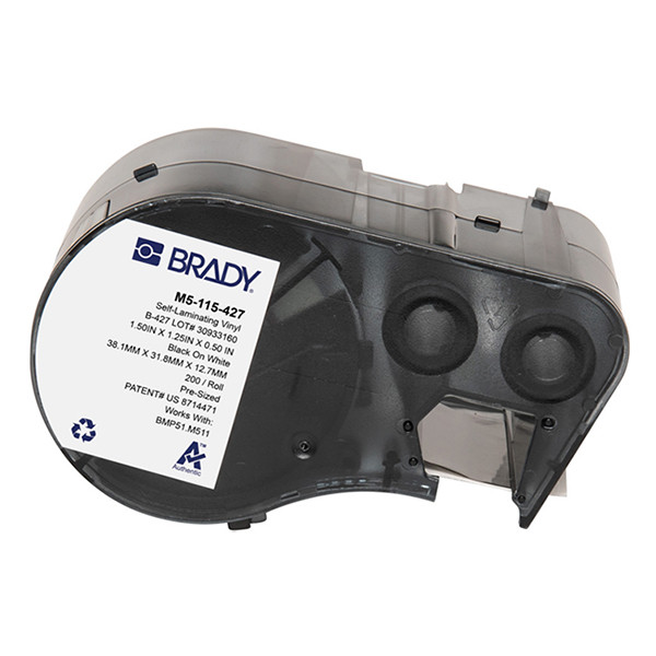 Brady M5-115-427 gelamineerde vinyl labels zwart op wit/transparant 31,75 mm x 38,1 mm x 12,7 mm (origineel) M5-115-427 148148 - 1