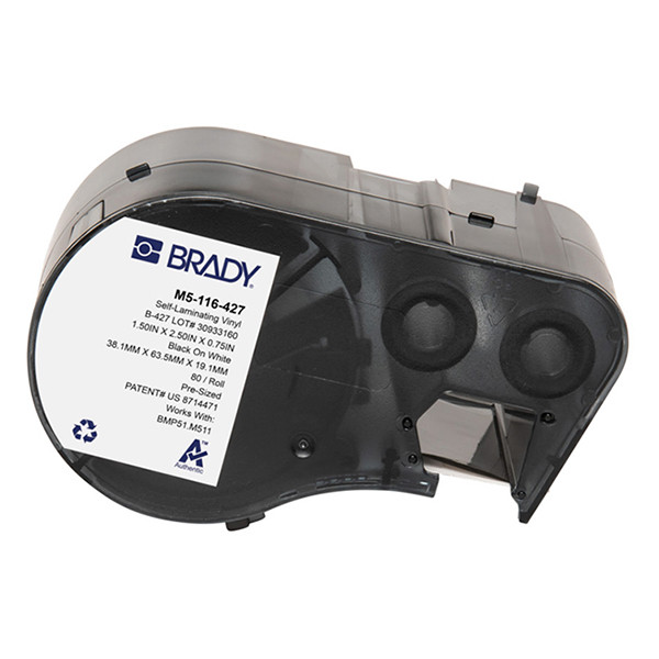 Brady M5-116-427 gelamineerde vinyl labels zwart op wit/transparant 63,5 mm x 38,1 mm x 19,05 mm (origineel) M5-116-427 148146 - 1