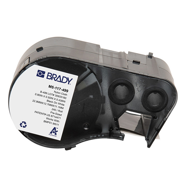 Brady M5-117-499 nylonweefsel labels zwart op wit 12,7 mm x 25,4 mm (origineel) M5-117-499 148306 - 1