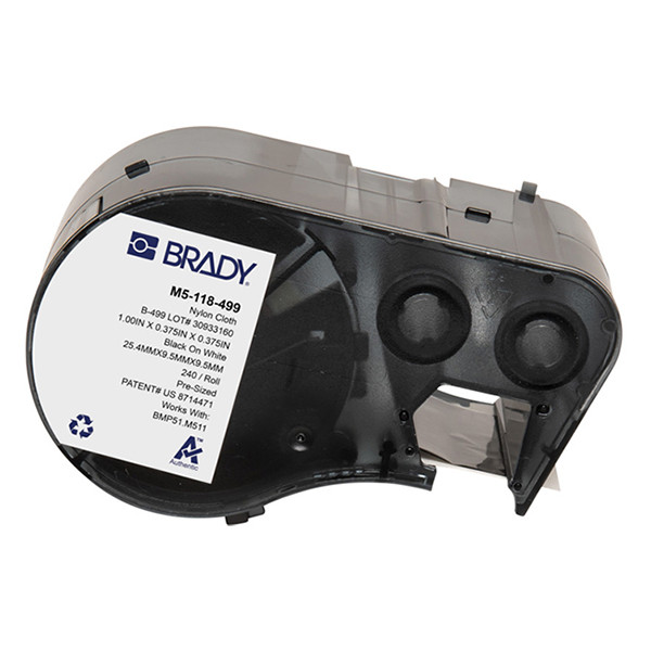 Brady M5-118-499 nylonweefsel labels zwart op wit 25,4 mm x 9,53 mm (origineel) M5-118-499 148302 - 1