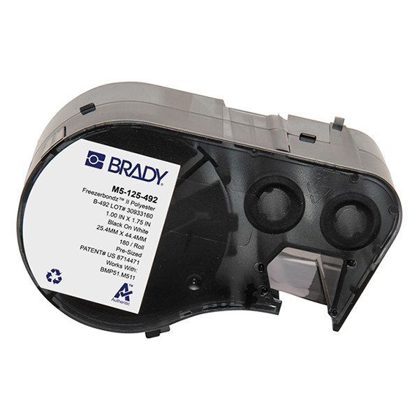 Brady M5-125-492 FreezerBondz polyester labels zwart op wit 25,4 mm x 44,45 mm (origineel) M5-125-492 148344 - 1