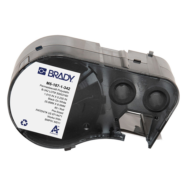 Brady M5-187-1-342 tape krimpkous zwart op wit 8,50 mm x 25,78 mm (origineel) M5-187-1-342 148168 - 1