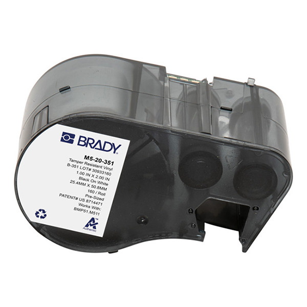 Brady M5-20-351 vinyl labels zwart op wit 25,4 mm x 50,8 mm (origineel) M5-20-351 148398 - 1