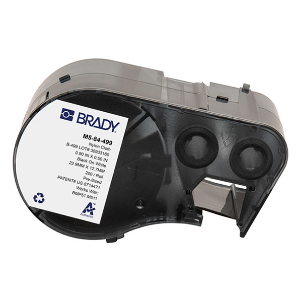 Brady M5-84-499 nylonweefsel labels zwart op wit 12,7 mm x 22,86 mm (origineel) M5-84-499 148242 - 1