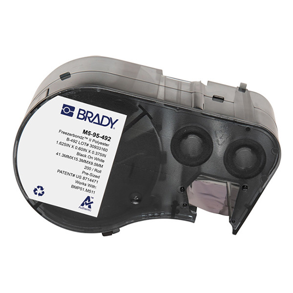Brady M5-95-492 polyester labels zwart op wit 15,24 mm x 41,28 mm (origineel) M5-95-492 148338 - 1