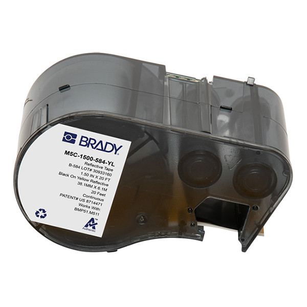 Brady M5C-1500-584-YL plastic labels zwart op geel 38,1 mm x 6,1 m (origineel) M5C-1500-584-YL 148350 - 1