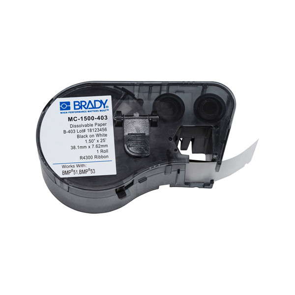 Brady MC-1500-403 tape papier zwart op wit 38,1 mm x 7,62 mm (origineel) MC-1500-403 147136 - 1