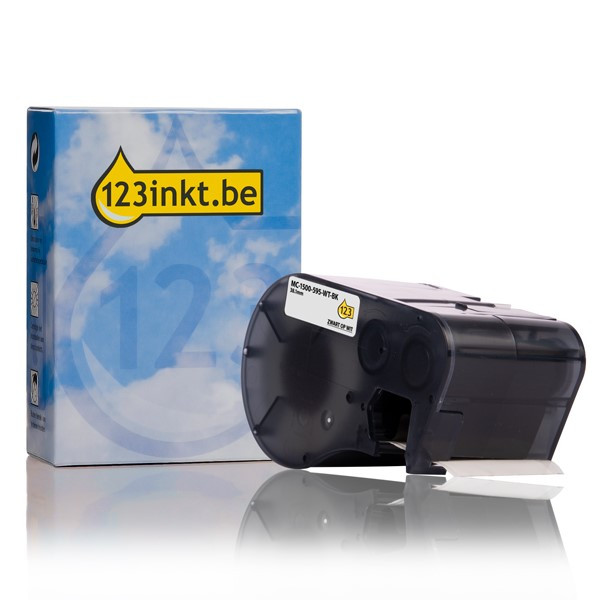 Brady MC-1500-595-WT-BK tape vinyl zwart op wit 38,1 mm x 7,62 mm (123inkt huismerk) MC-1500-595-WT-BKC RL-BD-Vi-C-1500-BK/WT 147117 - 1