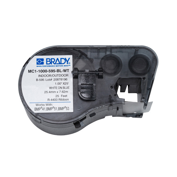 Brady MC1-1000-595-BL-WT tape vinyl wit op blauw 25,4 mm x 7,62 m (origineel) MC1-1000-595-BL-WT 147100 - 1