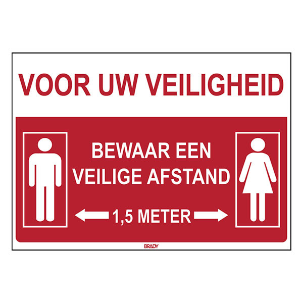 Brady waarschuwingssticker bewaar 1,5 meter afstand (1 stuk) I/PIC924/NL493/PE-371x262-1 147905 - 1
