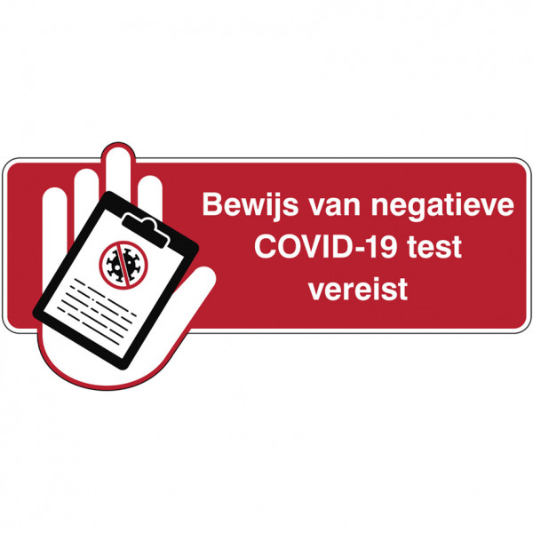 Brady waarschuwingssticker negatieve COVID-19 test vereist (30 x 10 cm) 147480 - 1