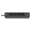 Brennenstuhl Ecolor stekkerdoos met 4 stopcontacten en USB zwart (1,5 meter) 404176 - 1